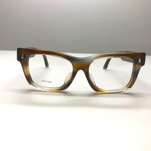 Celine CL 50011F -055 ACETATE Eyeglass Frame Striped Brown Grey Made in Italy